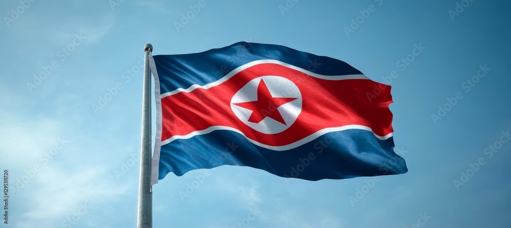 North Korea flag. Country independence day concept. Generative AI technology.
North Korea flag. Country independence day concept. Generative AI technology.