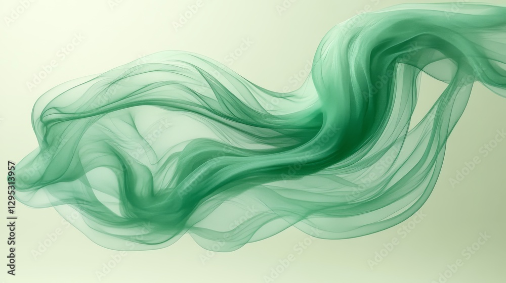 Abstract Flowing Green Fabric Elegant Swirling Silk Texture Abstract Flowing Green Fabric Elegant Swirling Silk Texture