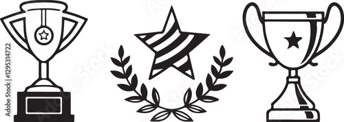 Trophy Award Winner icon logo design vector template illustration EPS 10