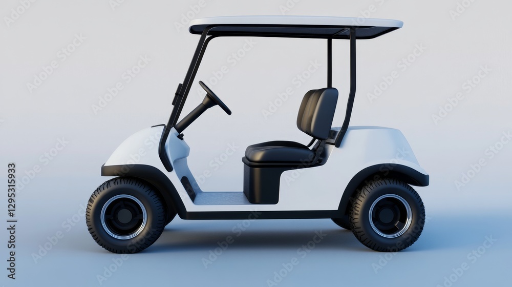 Modern 3D Stylized Golf Cart Side View Design for Visual Projects Modern 3D Stylized Golf Cart Side View Design for Visual Projects