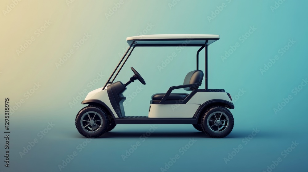 Modern 3D Stylized Golf Cart in Side View with Smooth Design Modern 3D Stylized Golf Cart in Side View with Smooth Design