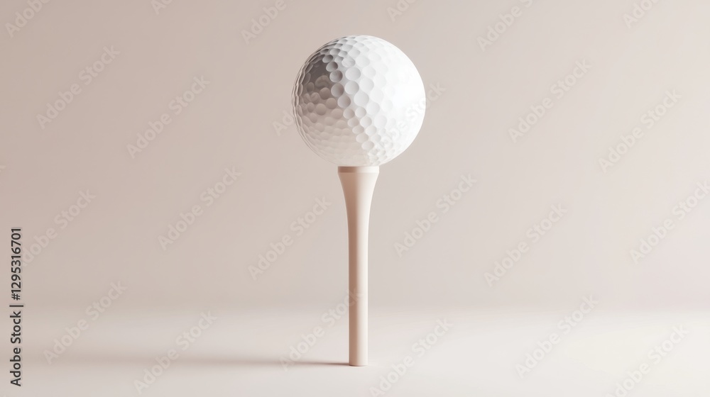 Compact 3D Icon of Golf Tee Standing Upright on Neutral Background Compact 3D Icon of Golf Tee Standing Upright on Neutral Background