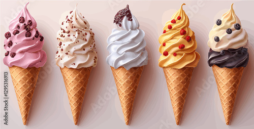 Ice Cream Variety: A Colorful Collection of Creamy Cones