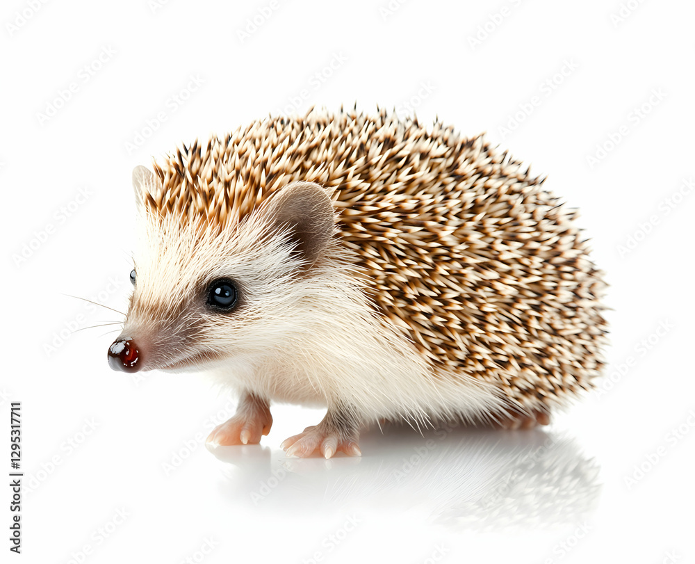 Adorable Hedgehog on White Background, A High-Quality Studio Shot Capturing the Charm and Detail of this Spiky Mammal in Exquisite Clarity and Definition Adorable Hedgehog on White Background, A High-Quality Studio Shot Capturing the Charm and Detail of this Spiky Mammal in Exquisite Clarity and Definition