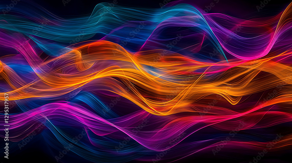 Liquid wave light trails creating a mesmerizing digital pattern high quality Liquid wave light trails creating a mesmerizing digital pattern high quality