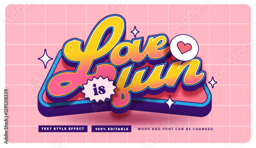 Love is fun cartoon text style effect editable