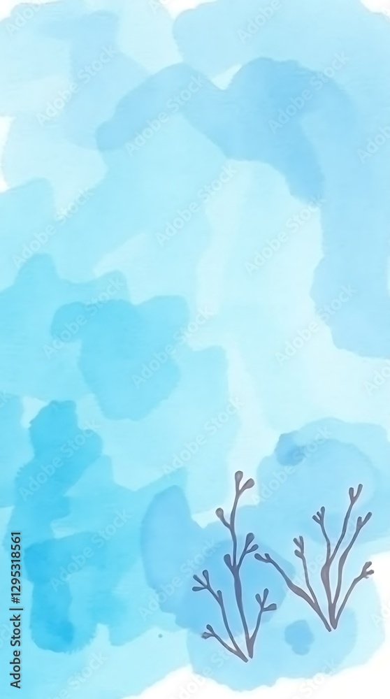 Obraz premium Abstract Watercolor Painting With Delicate Washes Of Cerulean, Turquoise, And Cobalt, Depicting A Serene Underwater Scene With Subtle Hints Of Coral And Seaweed, Using Soft, Flowing .