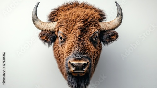 Bison hunting trophy, isolated on transparent or white background 