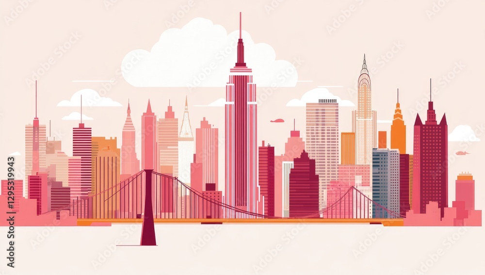 Fototapeta premium Colorful New York City Skyline