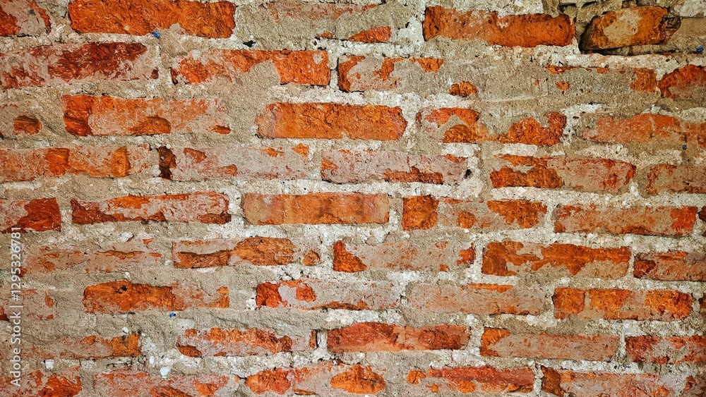 Naklejka premium Old cement and brick wall background for decoration on rustic, old school, vinatge and architecture concept.