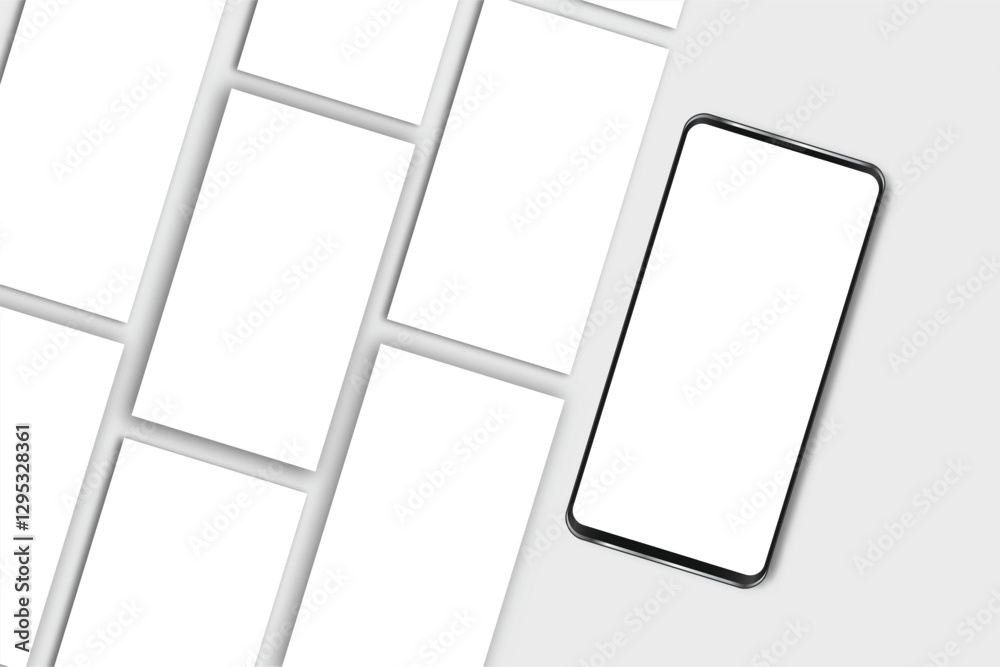 Smartphone mockup with social media stories interface mockup. Mobile app page template design for user carousel post feed. Vector illustration design interface empty template on social network
Smartphone mockup with social media stories interface mockup. Mobile app page template design for user carousel post feed. Vector illustration design interface empty template on social network