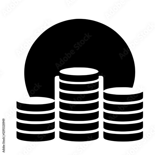 Stylized icon of stacked coins representing profit and financial success