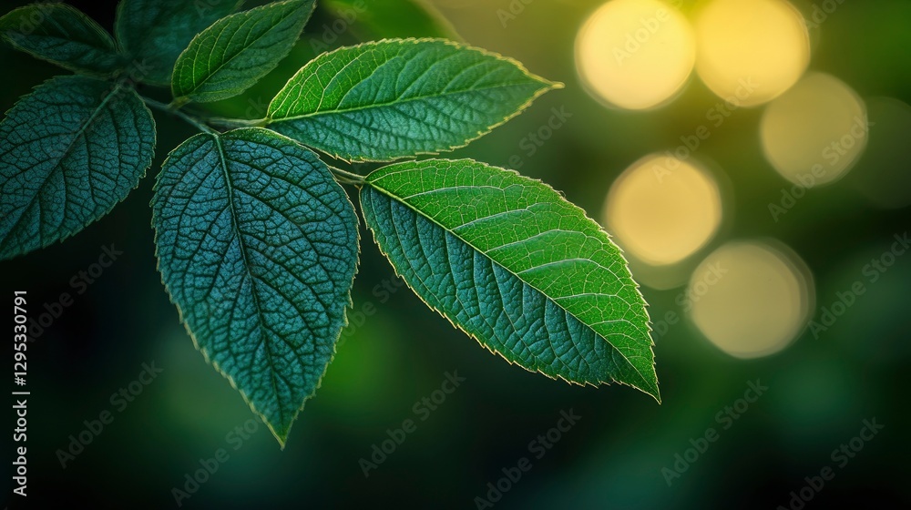 Close-up of Lush Green Leaves with Bokeh Background Close-up of Lush Green Leaves with Bokeh Background