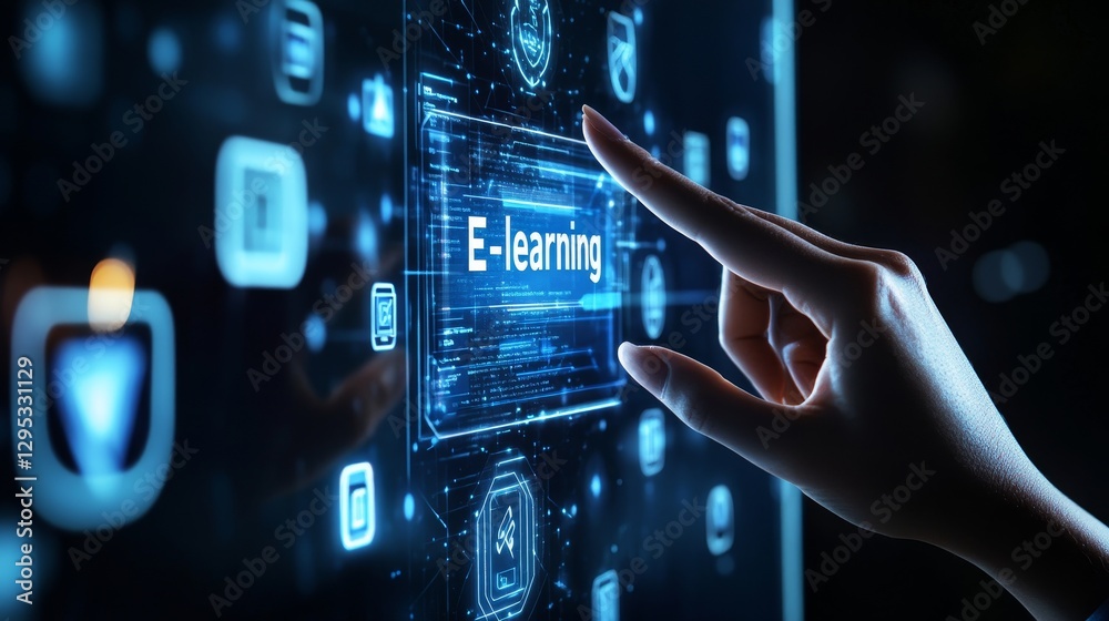 Fototapeta premium Virtual education icon. data connection. technology. 