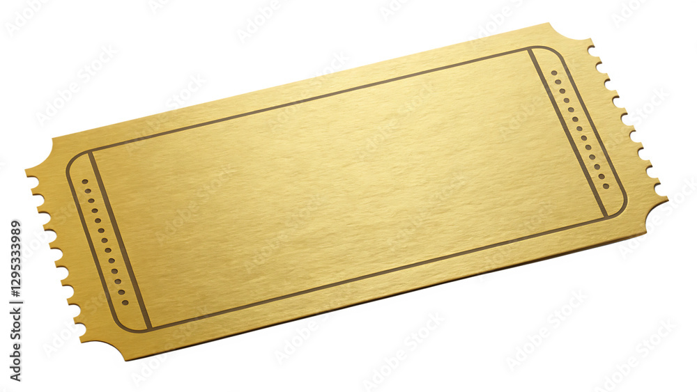 Golden VIP Ticket with Blank Space Isolated on White Background as Transparent. PNG. AI GENERATED Golden VIP Ticket with Blank Space Isolated on White Background as Transparent. PNG. AI GENERATED