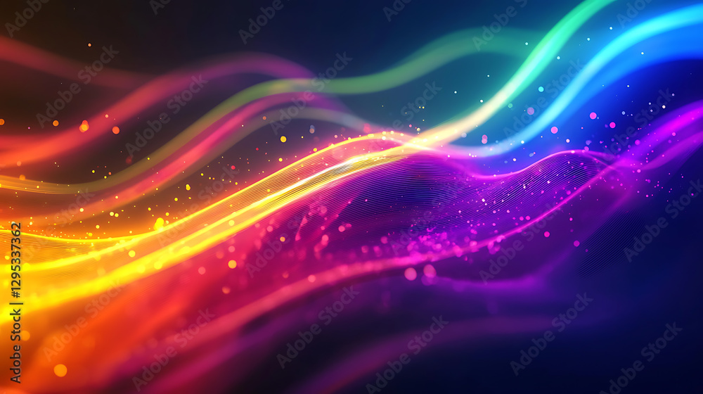 Obraz premium Rainbow gradient light waves forming a dynamic flowing motion high quality