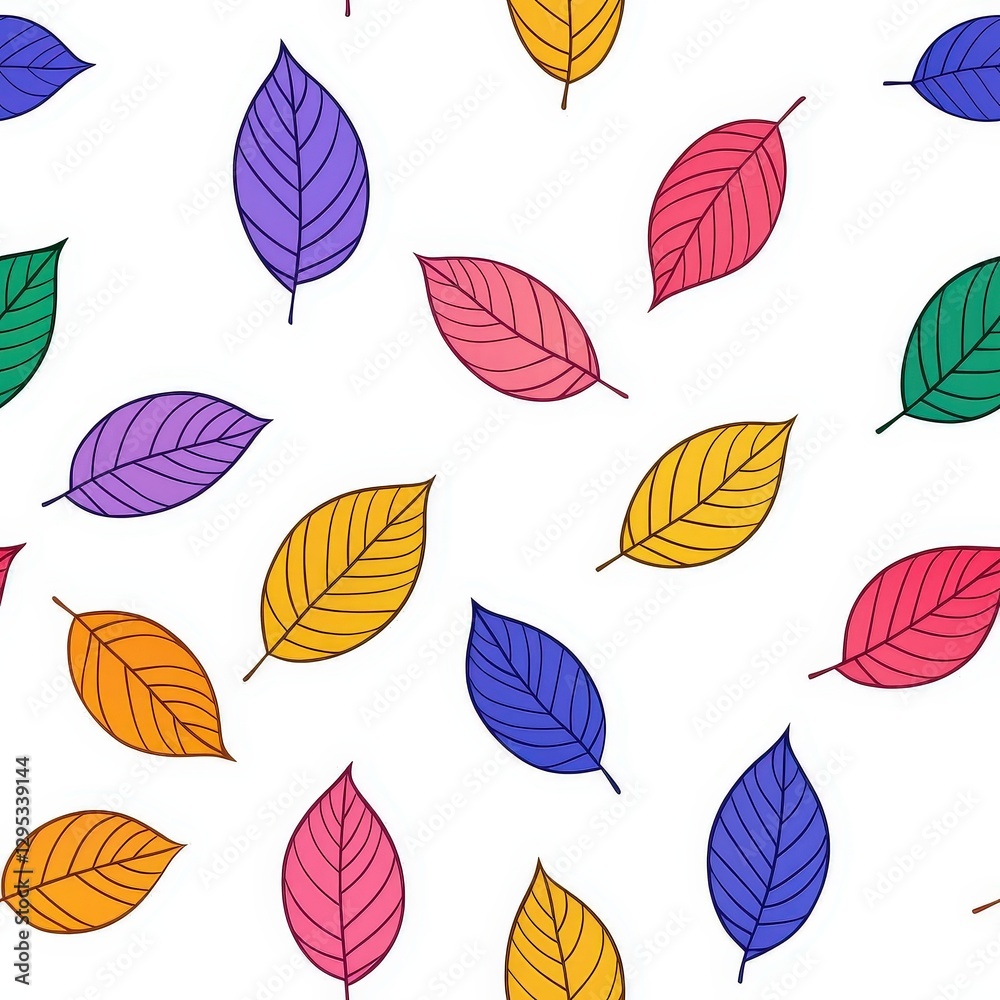 Fototapeta premium Beautiful colorful leaf pattern featuring a blend of rich tones and shapes that celebrate nature's diversity seamless tile