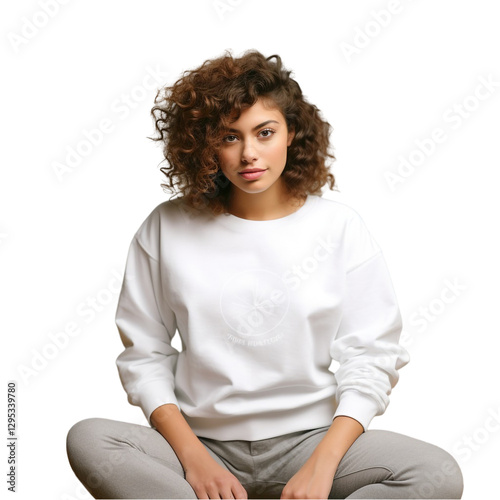 Featuring a Woman in a White T-Shirt – Isolated on Transparent Background