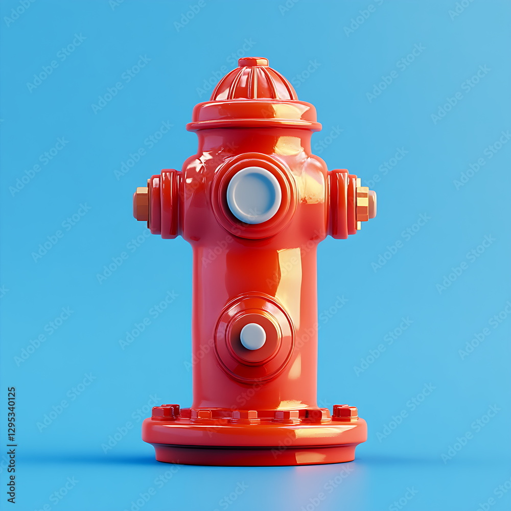 Red fire hydrant, studio shot, blue background, safety Red fire hydrant, studio shot, blue background, safety