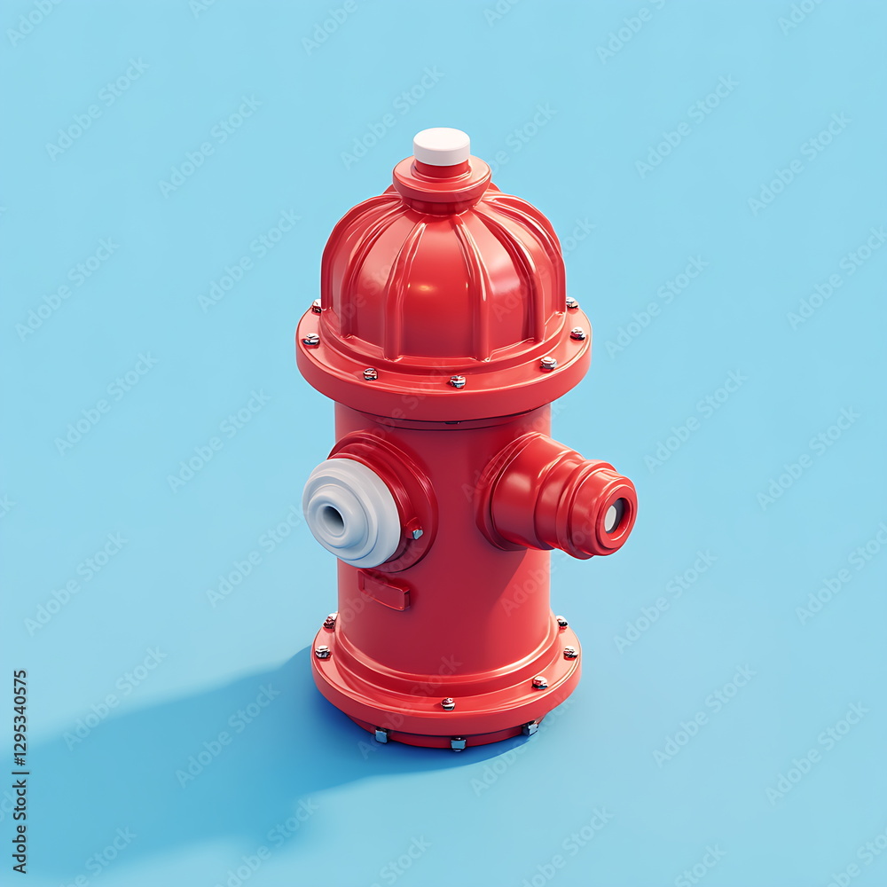 Red fire hydrant, studio shot, blue background, safety Red fire hydrant, studio shot, blue background, safety