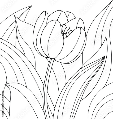 Intricate Floral Pattern Line Drawing