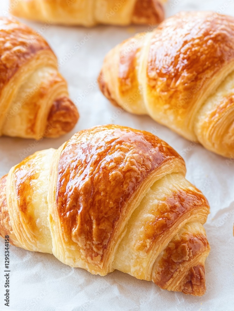 Delicious croissant with a bittersweet flavor profile, perfectly flaky and golden brown, ideal for breakfast or snack