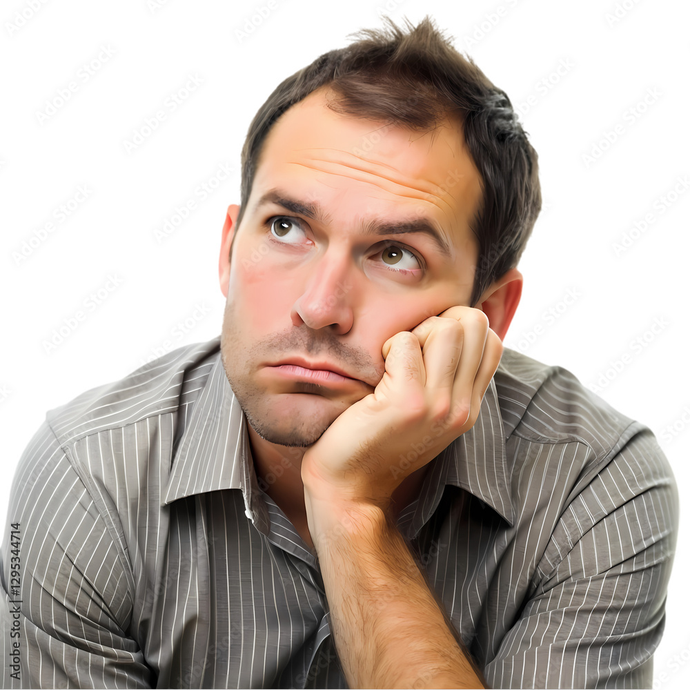 Bored Man: Signs & Solutions on transparent background Bored Man: Signs & Solutions on transparent background