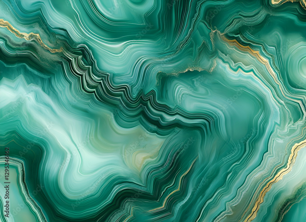 Obraz premium Elegant emerald green marble abstract background with gold accents, creating a luxurious and visually stunning surface for various creative applications
