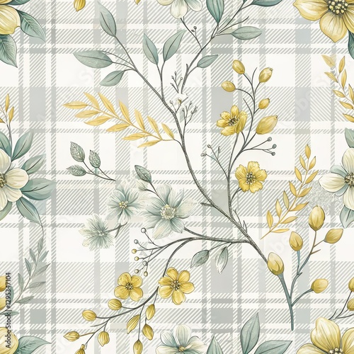 Seamless Floral Pattern Design Textile Industry Digital Art Studio Environment Close-Up View Aesthetic Appeal