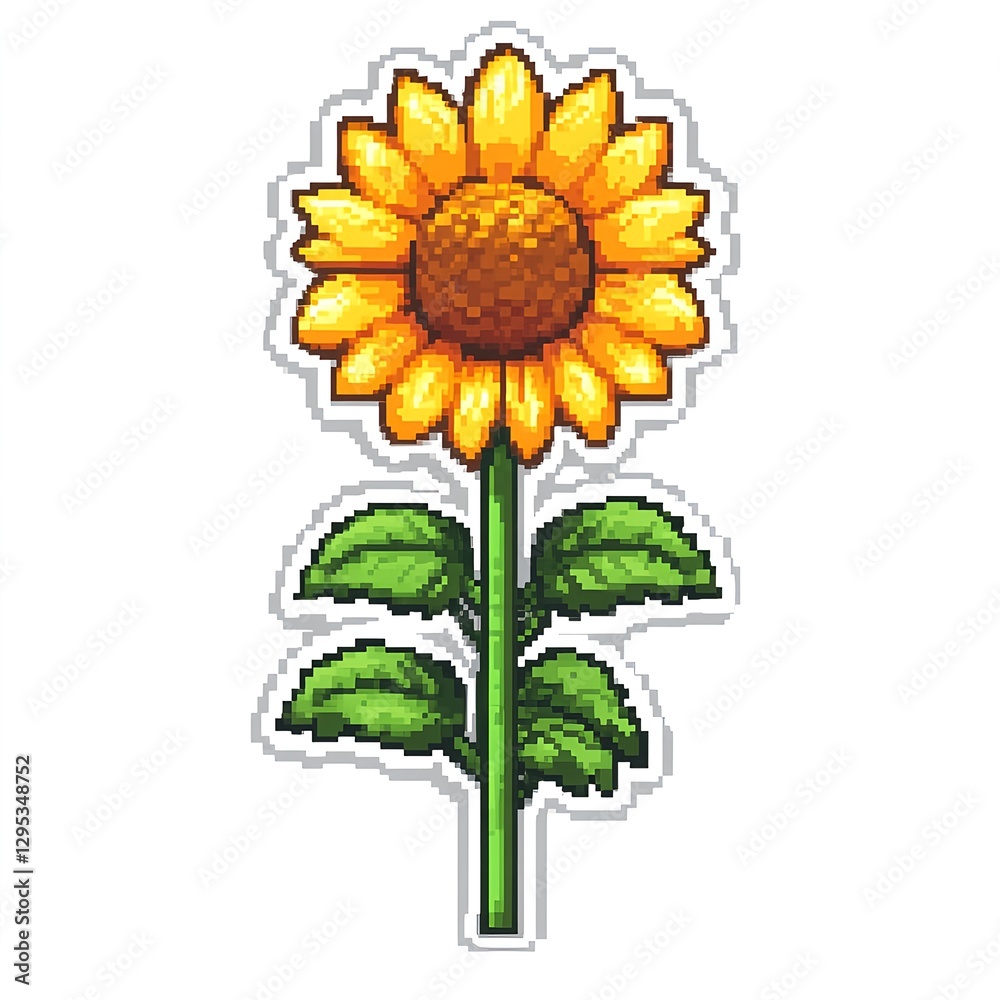 Fototapeta premium Vibrant Pixel Art Sunflower: A cheerful, sunny bloom in 8-bit glory!