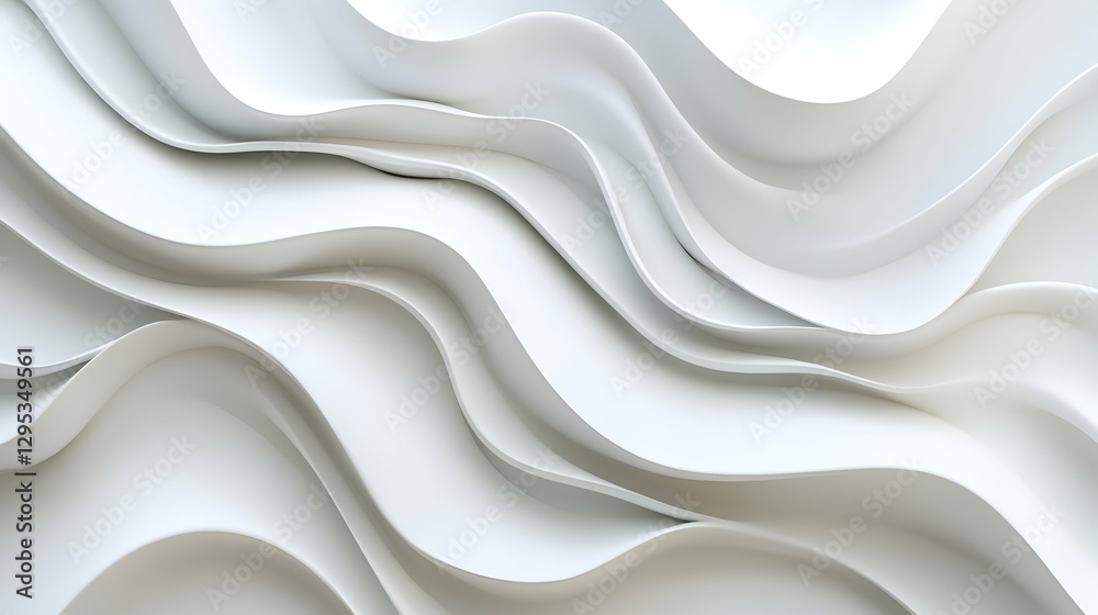 Obraz premium Elegant White Abstract Waves, A Minimalist and Serene Background for Modern Design and Creative Projects, Expressing Simplicity and Sophistication