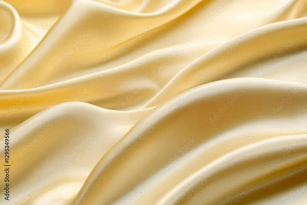 Obraz premium Elegant waves of golden silk, A luxurious abstract background of flowing satin fabric with smooth textures and light reflections, perfect for adding a touch of opulence