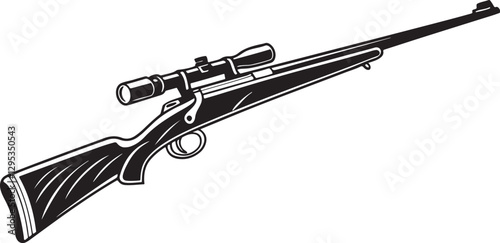 Assault rifle vector illustration with military firearm silhouette