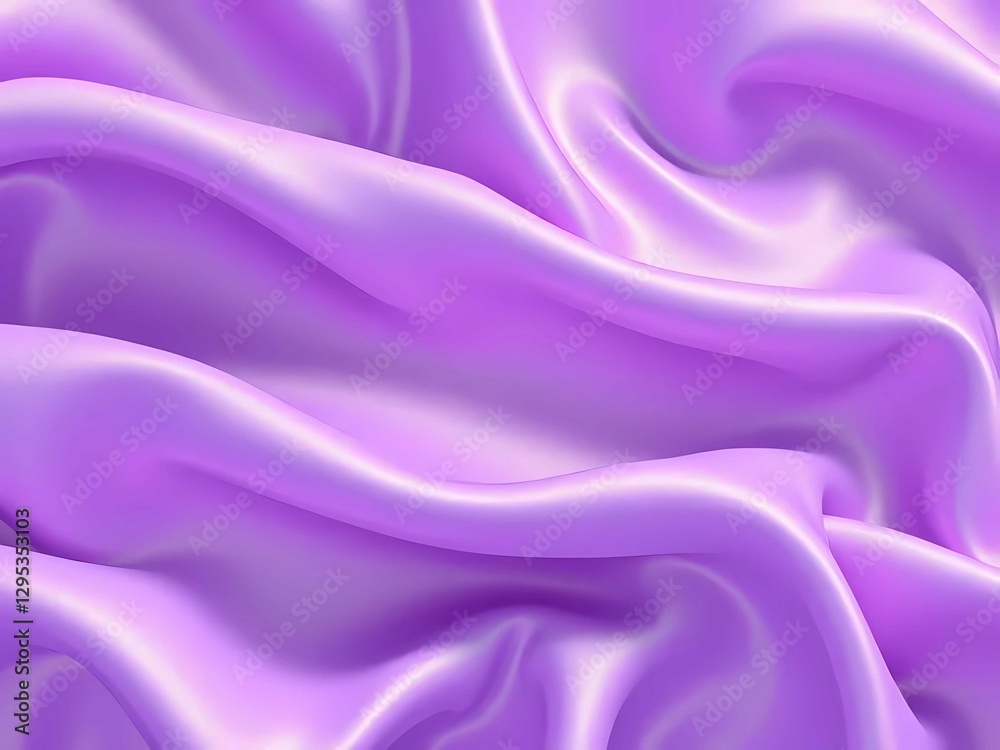 Obraz premium Glossy purple silk fabric with fluid textures, radiant reflections, and elegant waves, creating a sophisticated, luxurious feel