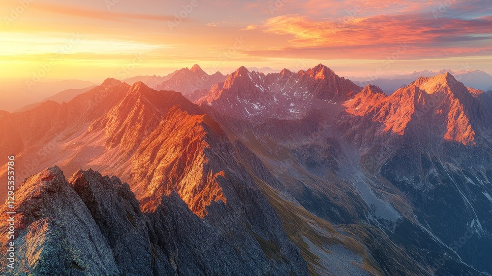 Naklejka premium Panoramic photo of the Mountains at sunrise.