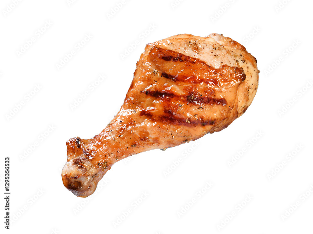 Grilled chicken leg, drumstick isolated on a transparent background, Grilled chicken leg, drumstick isolated on white background. Grilled chicken leg, drumstick isolated on a transparent background, Grilled chicken leg, drumstick isolated on white background.