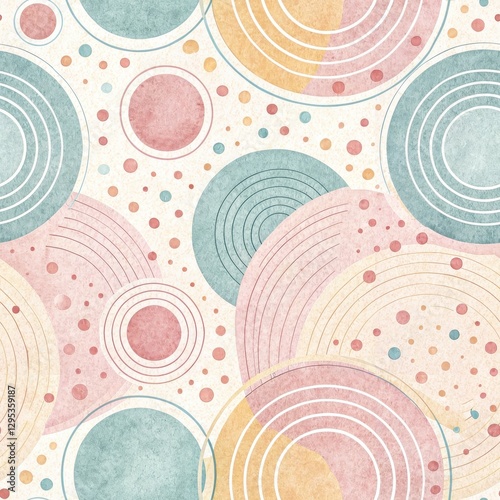 Seamless Pattern Design Featuring Colorful Circles Abstract Art Digital Background Modern Aesthetic Creative Viewpoint