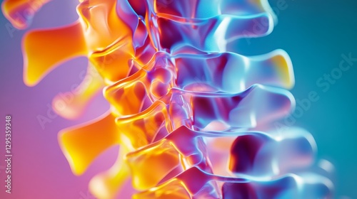 Spine's Colorful Flexibility: Abstract vertebral column in glowing hues representing spinal health 