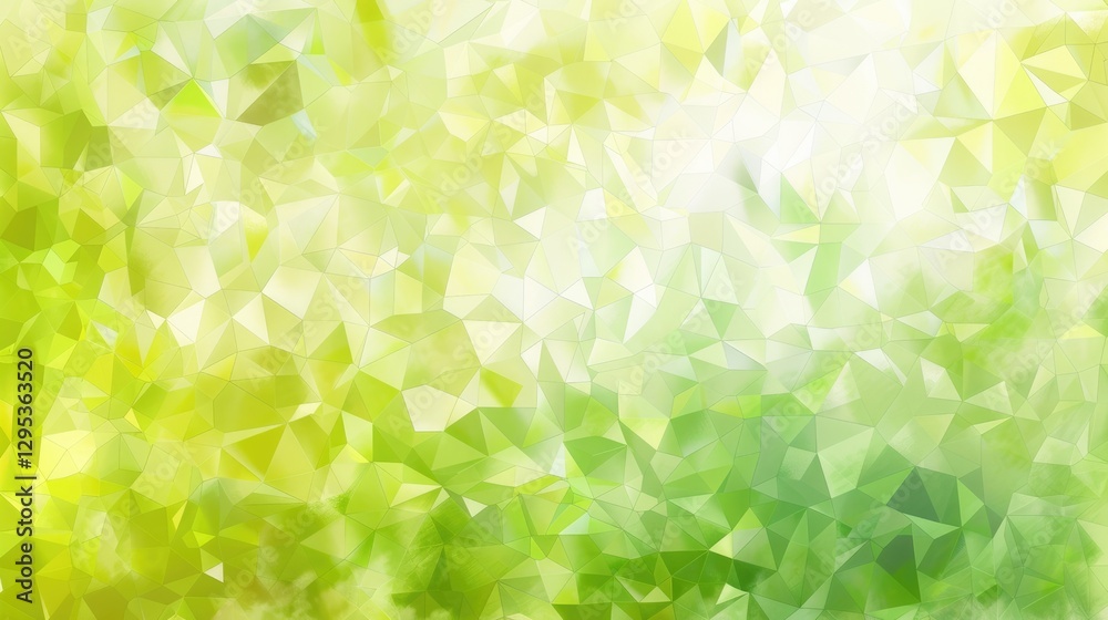 Fototapeta premium Abstract geometric shapes with yellow and green hues. Background image of 3D rendering geometric shape with yellow and green. Digital art for fresh and modern design. Greenery background. AIG51.