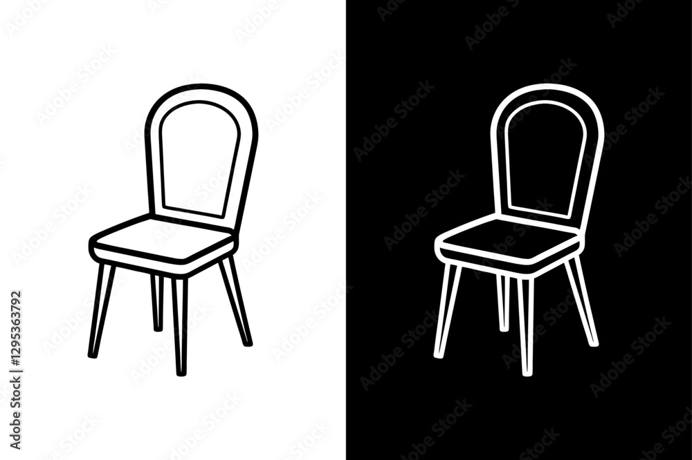 Black & White Dining Chair Icon for Web & Branding Black & White Dining Chair Icon for Web & Branding