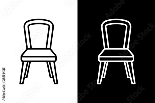 Modern Dining Chair Vector Simple & Elegant Outline