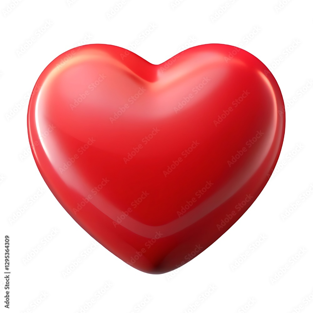 Radiant Red Heart: A vibrant, glossy red heart, symbolizing love and affection, stands out with its three-dimensional form and smooth, reflective surface. Radiant Red Heart: A vibrant, glossy red heart, symbolizing love and affection, stands out with its three-dimensional form and smooth, reflective surface.