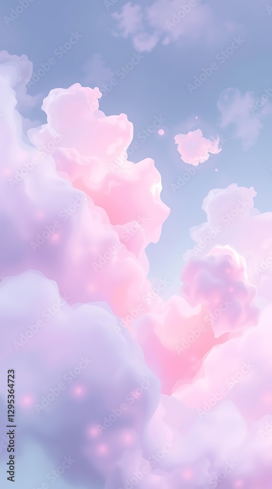 Fototapeta premium An Abstract Image With A Surreal Atmosphere, Featuring Soft, Hazy Forms In Pastel Hues Of Lavender, Rose, And Mint Green, Evoking A Dreamlike And Ethereal Quality, Created Using A Di.