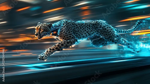 Cybernetic Cheetah: A Futuristic Sprint Through Neon City