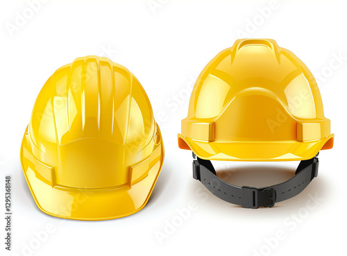 Yellow Safety Hard Hat Front and Back View for Industrial and Construction Protection