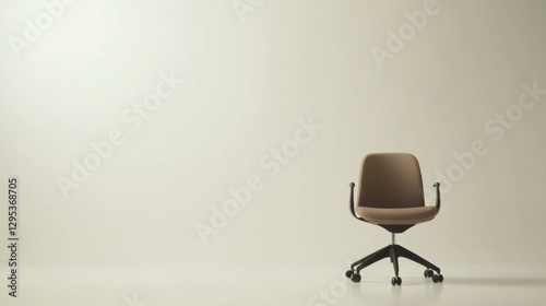 Executive departures with an office chair facing an empty desk. Featuring leadership change and vacancy
