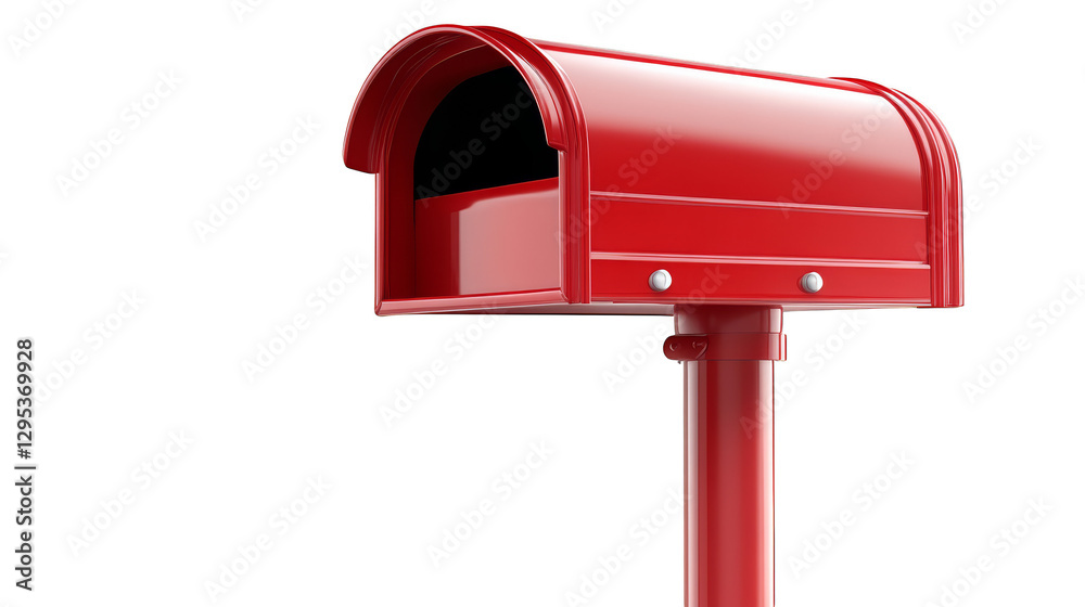 Vibrant red mailbox against a black backdrop, symbol of communication and connection Vibrant red mailbox against a black backdrop, symbol of communication and connection