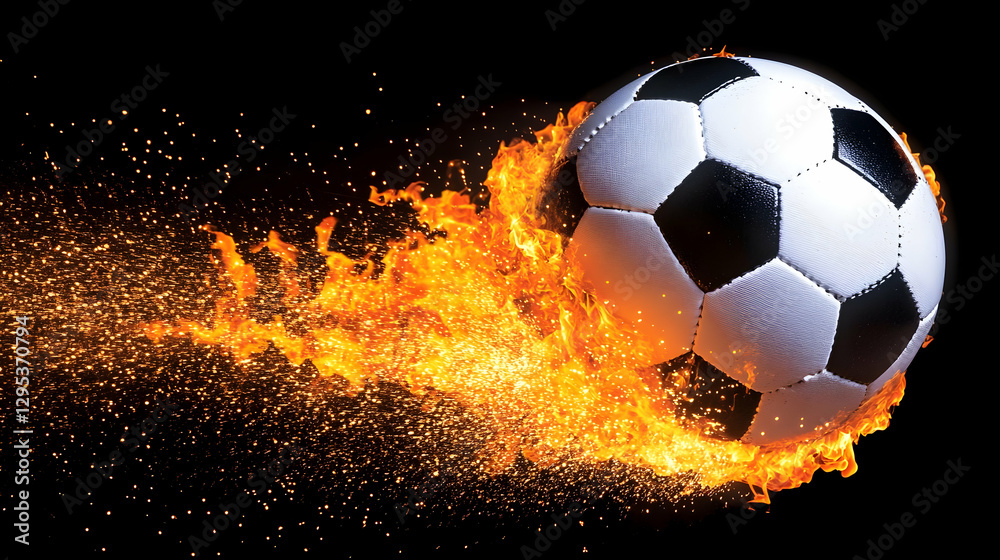 Naklejka premium burning soccer ball reaching goal