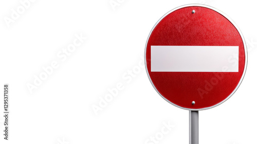 Eyecatching red and white sign with bold white stripe, a study in contrast visual communication