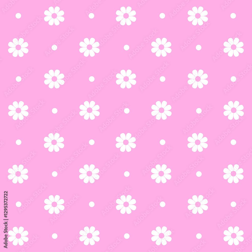 Abstract seamless pattern with flowers. Retro checkered pink background. Abstract seamless pattern with flowers. Retro checkered pink background.